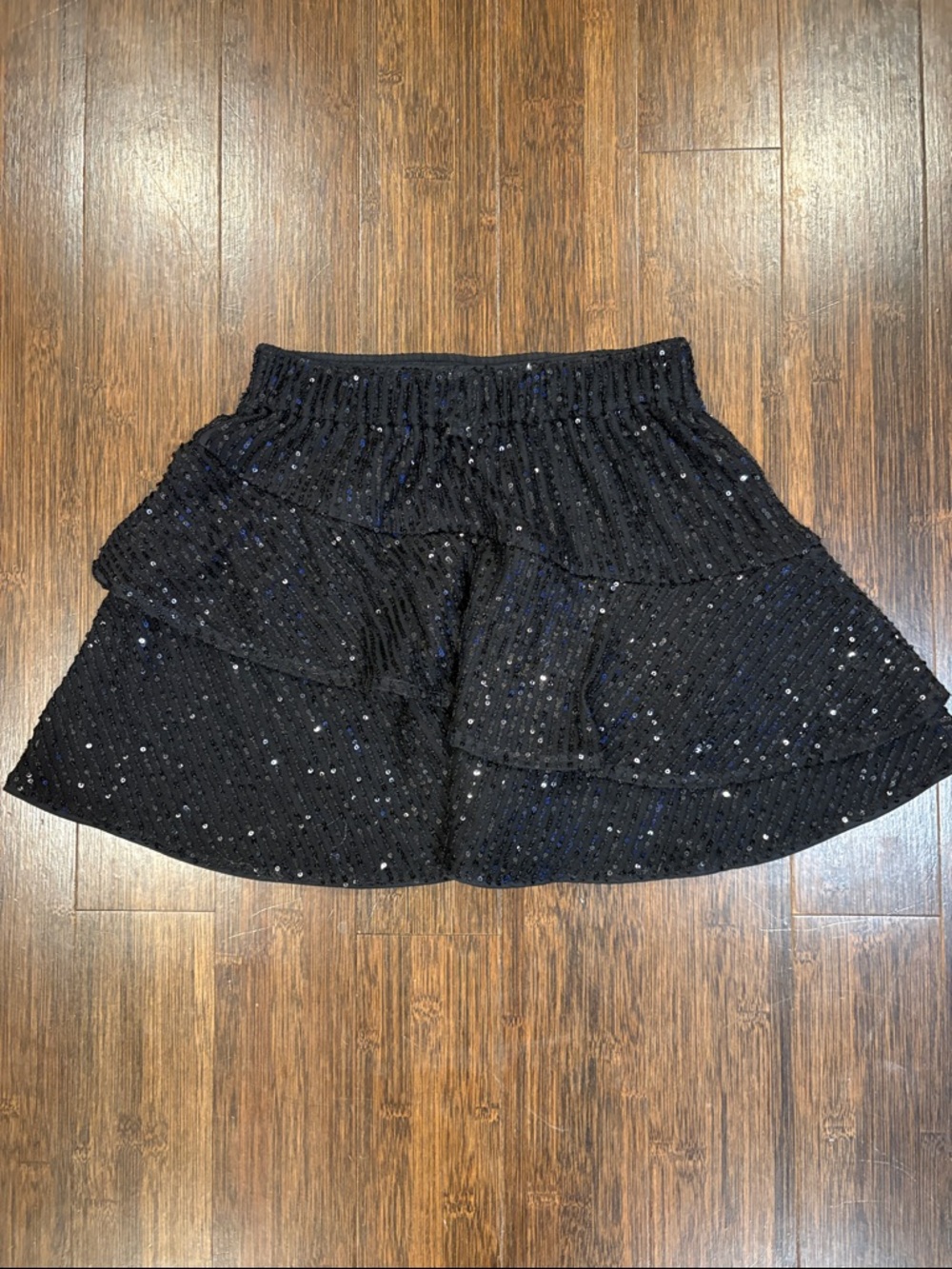 Abercrombie Kids Black Sequin Tiered Mini Skirt